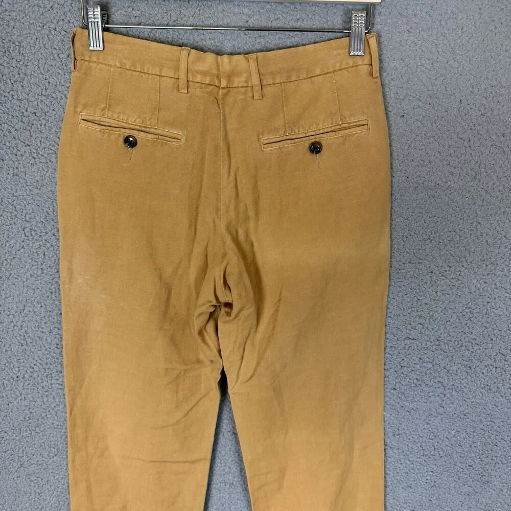 Spier & Mackay Pants‎ Mens 28 Khaki Slim Fit Linen Blend Flat Front Chinos